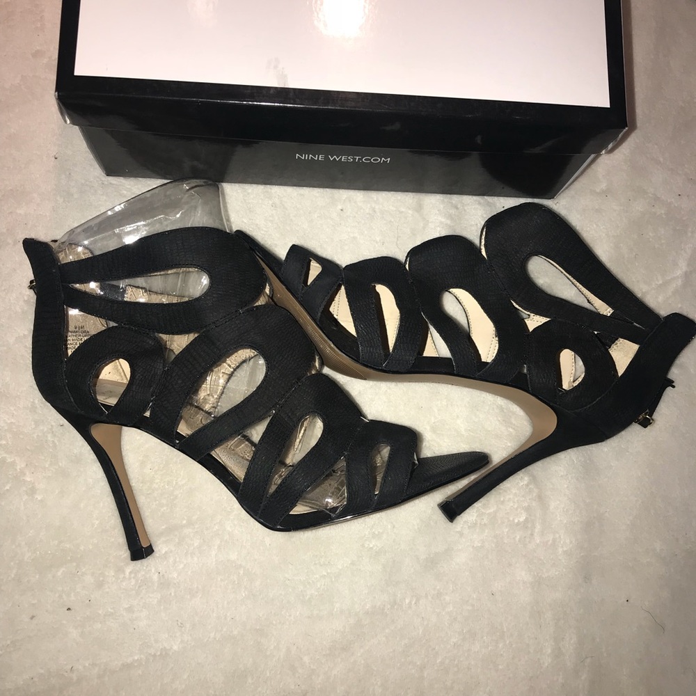 Nine West Black Flora 4 inch heels